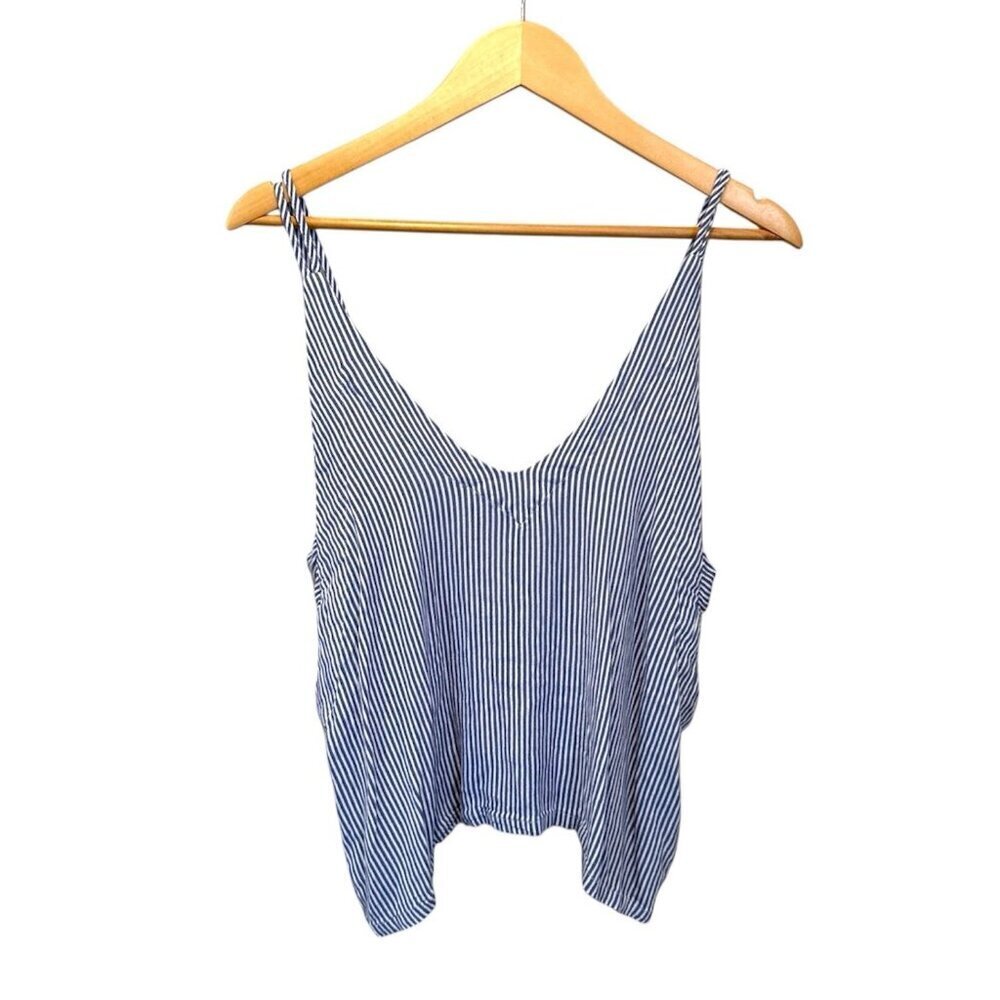 Lulus Women’s Medium Adrift Navy Blue and White Striped Tank Top RT3730 Nautical
